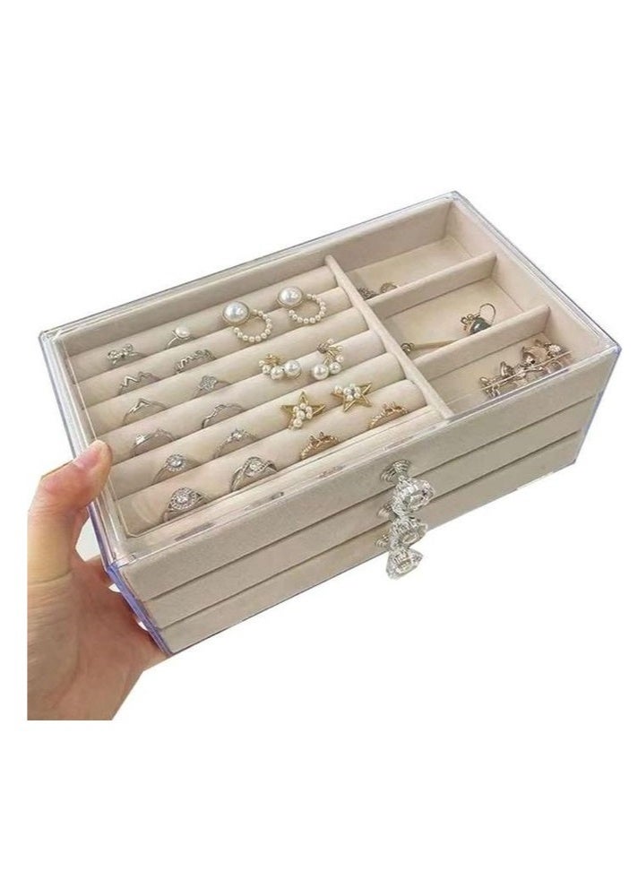 Three-Tier Acrylic and Suede Jewelry and Accessories Organizer - Image 3